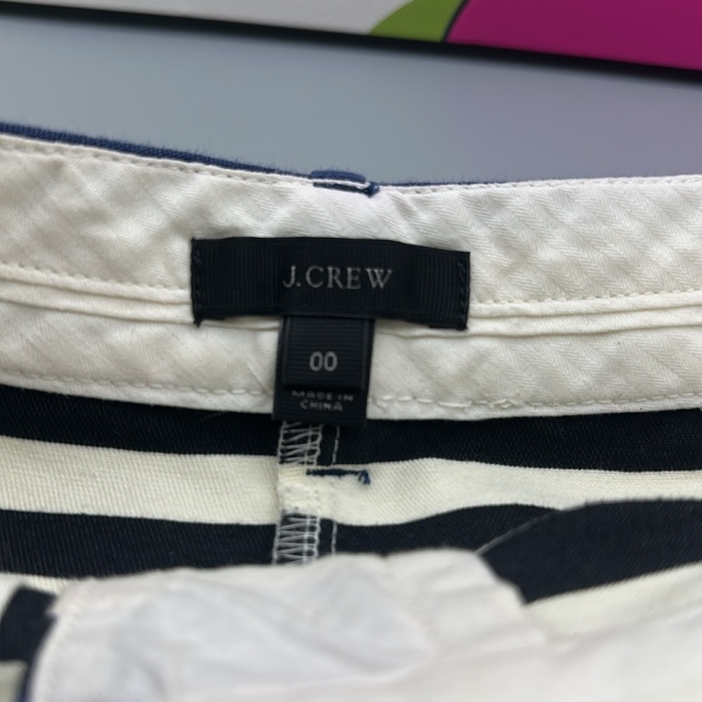 J.CREW Madewell multi stripe mini skirt size 00 cotton blend chino rainbow color - Picture 11 of 15